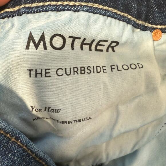 Mother Denim The Curbside Flood Jeans Yee Haw Dark Wash Blue 29 Barrel Straight - Picture 5 of 12
